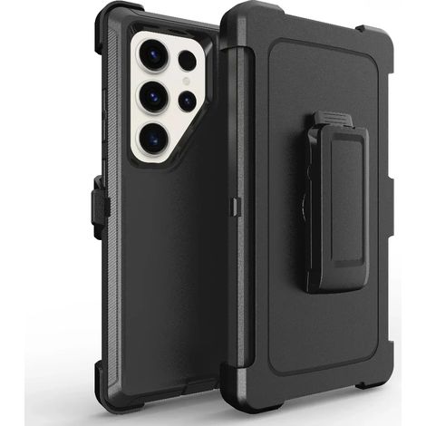 (Noir, Galaxy S23) Étui de protection blindé robuste et durable avec clip ceinture, couverture antichoc. (1/5)