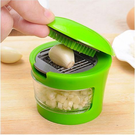 1 pcs/lot acier inoxydable ail presses manuel ail hachoir ail outils cuisine fournitures Gadgets courbe presses fruits outils vert (1/5)