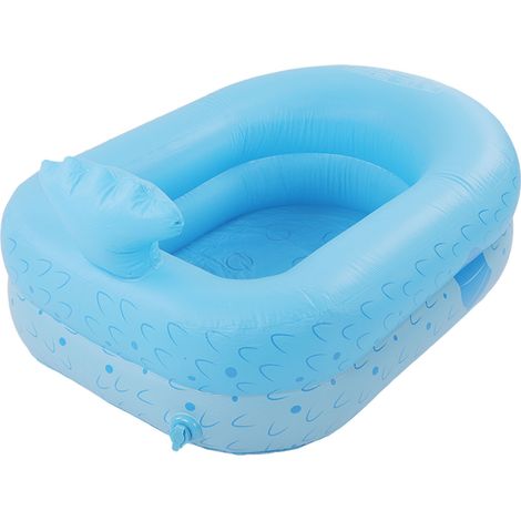 Gonflable piscine bébé cartoon bac à sable piscine à balles jouets baignoire familiale épaisse bleue (expédié dégonflé) (1/5)