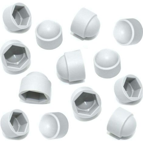 Cache-écrous hexagonaux en plastique blanc M10 – Lot de 20 pièces (clé 17 mm) pour écrous et boulons