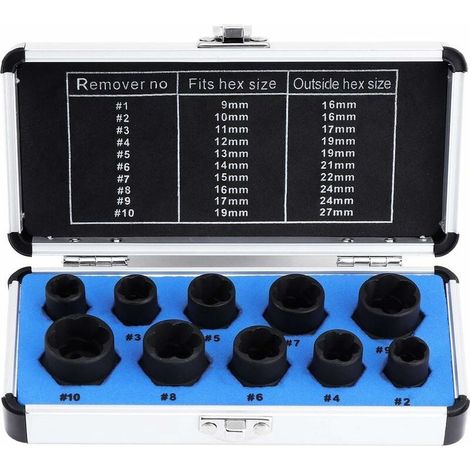 Serbia – Jeux de douilles extracteur d'écrous 10 pièces – Douilles pour boulons endommagés 9-19mm – Retrait facile des écrous et boulons cassés - 10Pcs (1/5)