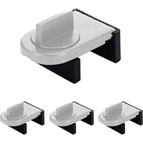 4 Pcs Verrou Baie Coulissante, Serrure Butée Réglable, Serrure de Sécurité pour Fenêtre, Bloque Fenetre Coulissante, Sans Perceuse, pour Portes et Fenêtres Coulissantes (Argent)