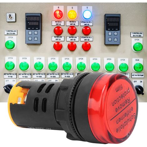 10 voyants indicateurs BERM à LED, boîtier en polycarbonate, ignifugé, diamètre 22 mm, 220 V, AD16-22D/S, rouge (1/5)