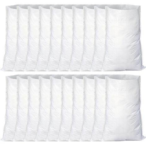 Lot de 20 Sacs à Gravats en polypropylène tissé blanc résistant et réutilisable - Charge maximale 55kg