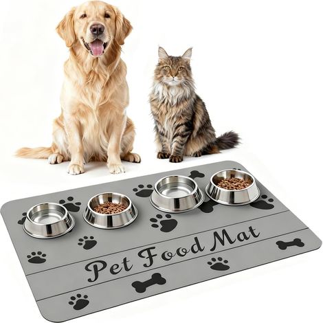 1 Tapis Gamelle Chien, Absorbant Diatomée, Antidérapant Caoutchouc, Imperméable Sol, Pour Chat Et Chien