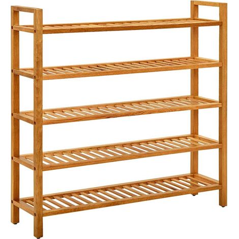 Schuhregal mit 5 Etagen 100x27x100 cm Massivholz Eiche