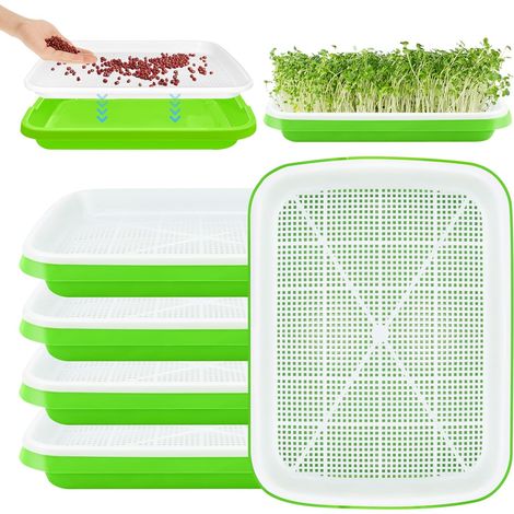 Kit de cultivo de 5 bandejas para germinar semillas - Para el cultivo interior de frijol mungo, pasto de trigo y alfalfa