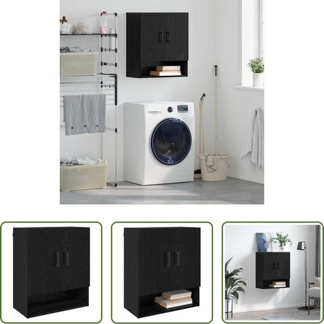 Rangement salle de bain - Meuble mural Chêne noir 60 x 31 x 70 cm Bois d'ingénierie (1/5)