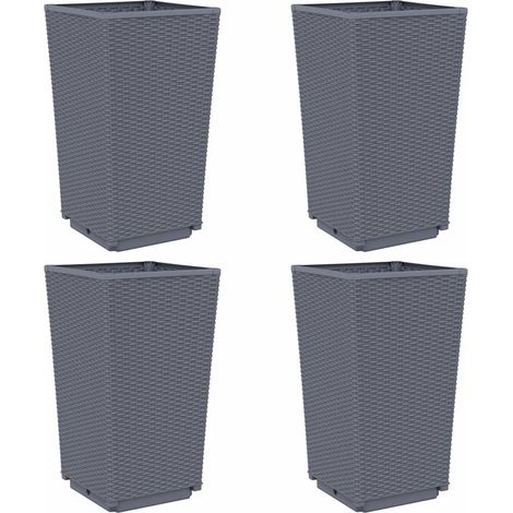 Vaso per fioriera aiuola rialzata piante fiori giardino terrazze set da 4 32,5 x 32,5 x 57 cm PP grigio 020039114