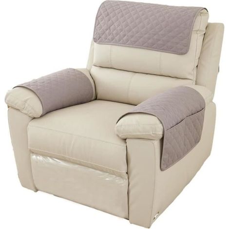 Housse de Fauteuil 1 Place - MARQUE - Réversible - Imperméable - Polyester - Gris clair (1/4)