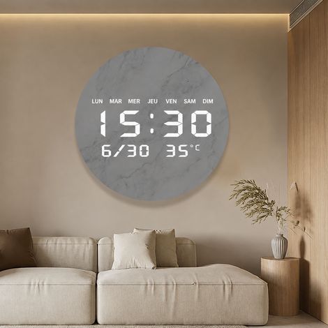 Horloge murale numérique LED ronde 300 mm modèle JG1001-2 affichage date température moderne – 48 × 31 × 46 cm – Livraison gratuite