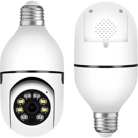Caméra IP - Caméra avec Ampoule WiFi - Vision Nocturne - Détection de Mouvement Humain - E27 - 360° - Sans Fil - 2,4 GHz - 1 Pièce (1/3)