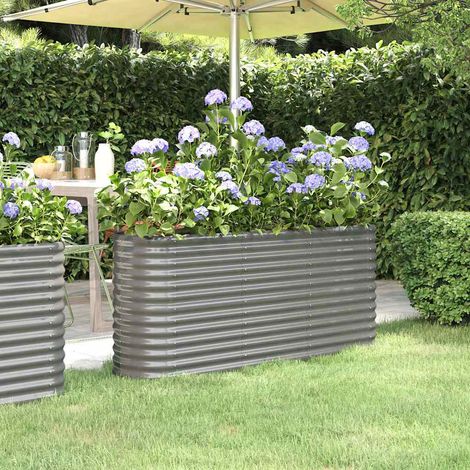 Lit surélevé de jardin Acier galvanisé 152x40x68 cm gris (1/5)