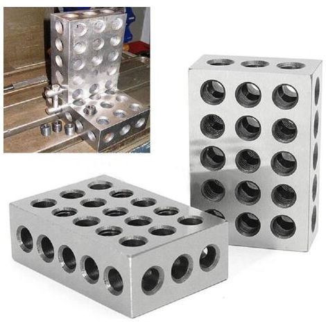 royaluxe -Lot de 2 Blocs En Acier Trempé 23 Trous 1-2-3 Jauge de Bloc de Serrage Parallèle pour Tour 123 Outils de Fraisage