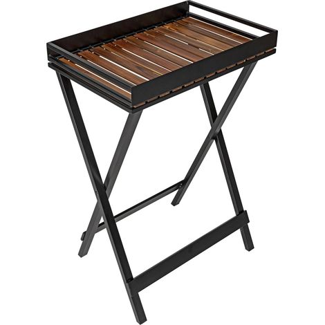 WENKO Metall Beistelltisch mit Tablett in Schwarz 60 x 89 x 42 cm (1/5)