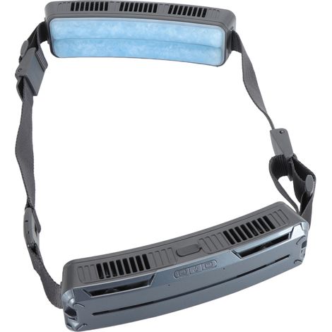 Ventilateur de ceinture multifonctionnel à 3 vitesses réglables, compresse de glace, grand angle de ventilation, idéal pour les sports de plein air, gris foncé. (1/5)
