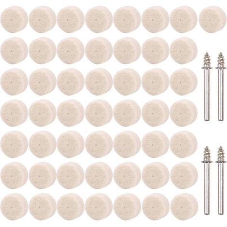 Têtes de Polissage, 50 PCS Roue de Polissage en Laine, Accessoires de Polissage de Meule de Polissage avec Tige Métal Pour Accessoires Dremel Outils Rotatifs (1/5)