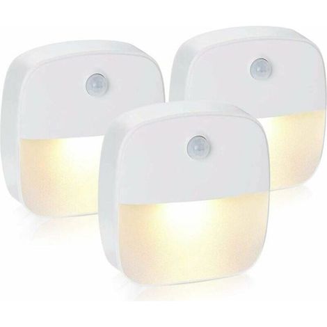 3Pcs Veilleuse Led, Lampe de Nuit Murale autocollante avec Détecteur de Mouvement et Capteur de Lumière, Veilleuse Enfant LED pour Chambre de Bébé, Chambre, Garage et Couloir (Blanc Chaud) (1/5)