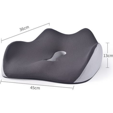 Cuscino per Sedile da Ufficio in Schiuma Memory Foam, Riduce la Sciatica, Allevia il Mal di Schiena, Adatto per Auto, Sedia a Rotelle, Gaming e Scrivania, grigio (1/3)