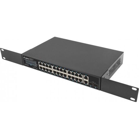 LANBERG SWITCH POE RACK 19"" 24X 1GB POE+/2X GB/2X SFP 250W RSGE-24P-2GE-2S-250 (1/5)