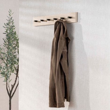 Portemanteau mural 6 crochets 60x10 cm en effet travertin - BHIJA