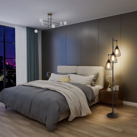 Lampadaire Style Industriel sur Pied avec 3 Abat-Jours Fait en en Métal 170x25CM Ampoule E27 ( Non Incluse) (1/5)