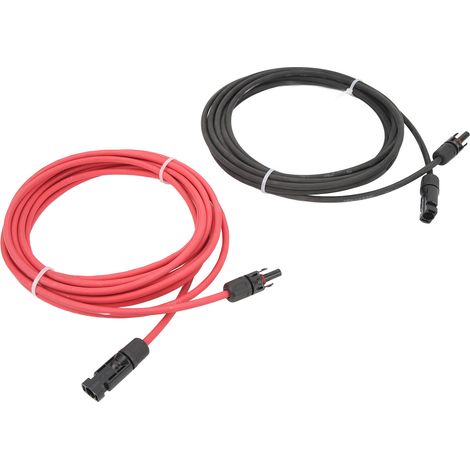 Câble de Rallonge Solaire avec Connecteurs Mâle et Femelle, Fil en Cuivre pour Panneaux Solaires, Batteries et Camping-Car, 10AWG, 3 Mètres / 9,8 Pieds (1/5)