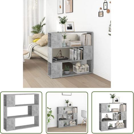 The Living Store Bibliothèque/Séparateur de pièce Gris béton 100x24x94 cm - Bibliothèque - Étagère - Meuble De Salon - Séparateur De Pièce - Rangement (1/5)