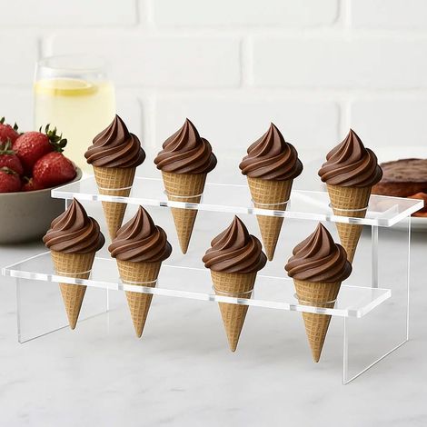 Espositore per gelato, a forma di petalo in acrilico, contiene 8 palline di gelato, espositore per torte in stile occidentale, posizionamento di dessert, decorazione per sorbetti (rettangolo) (1/5)
