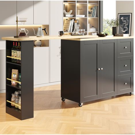 Tisch Aufbewahrung drehbar 203 cm MDF schwarz OKMYHOME (1/5)
