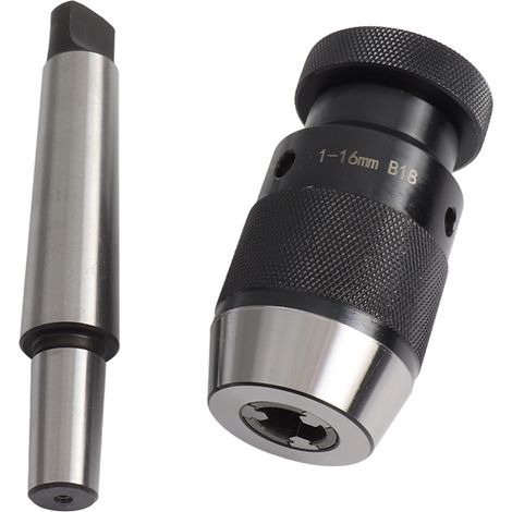 Mandrin de perceuse à serrage automatique sans clé en acier 45 d'une capacité de 1 à 16 mm avec arbre conique MT3-B18 (1/5)