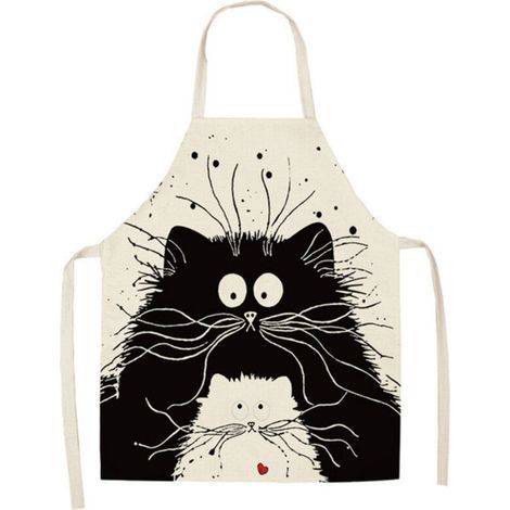 Tablier de Chat Mignon, Tablier de Cuisine en lin pour Barbecue, Cuisine et Peindre, pour Homme et Femme, Cadeau pour Papa et Maman (1/5)
