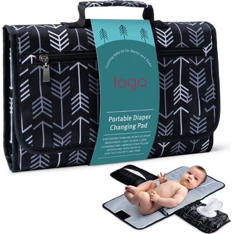 Reisewickelunterlage, tragbare, abnehmbare Babywickelunterlage mit Kopfkissen und Taschen für Zuhause, unterwegs und auf Reisen (1/4)