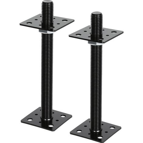 Randaco Supporto regolabile per pali, altezza regolabile per progetti in legno e giardino 30-250 mm Nero 2 pezzi