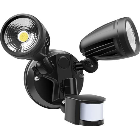 Lumière de sécurité LED 2200LM, Lumière à détecteur de mouvement extérieur 30W, 3000K/4000K/5000K réglable, Modes automatique et permanent, IP54 étanche, pour entrées, escaliers, cour et garage (1/5)