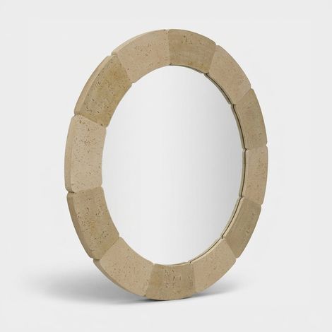 Espejo redondo de pared efecto piedra 90 cm Sculpted Stone Halo (1/5)