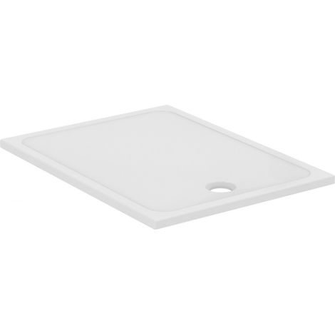 Porcher – Receveur de douche extra-plat 120x90cm – Rectangulaire blanc brillant – En grès émaillé 3 faces – Pour bonde 90mm non fournie