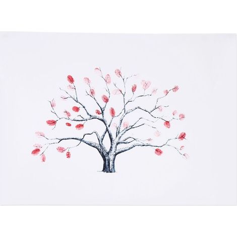 Arbre d'empreintes personnalisé pour mariage - Toile à signer avec encre pour invités (Tronc noir) (1/5)