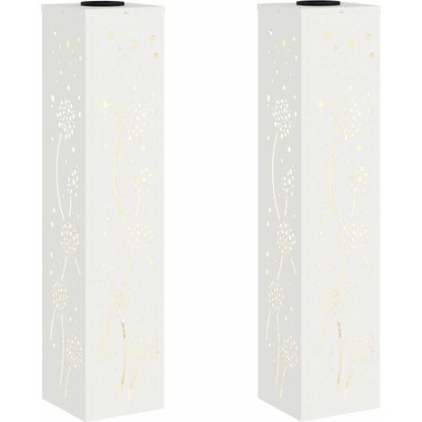 Set di 2 luci da giardino a LED solari dal design moderno 18 x 18 x 80 cm in acciaio laminato a freddo bianco 020052588