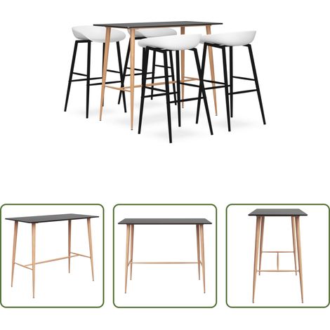 Tabouret de bar - Ensemble de bar 5 pcs Noir et blanc (1/5)