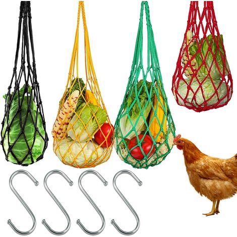 Mangeoire suspendue avec sac en filet pour poules, accessoires pour poules, mangeoire, pierre à picorer, idéale pour les poules, les canards, les oiseaux, les lapins et les perroquets (1/5)