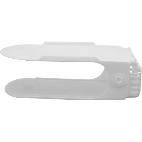 Range-chaussures économique 2 étages, organiseur blanc empilable pour chaussures et sandales, rangement mural ou d'armoire, économiseur d'espace (1/5)