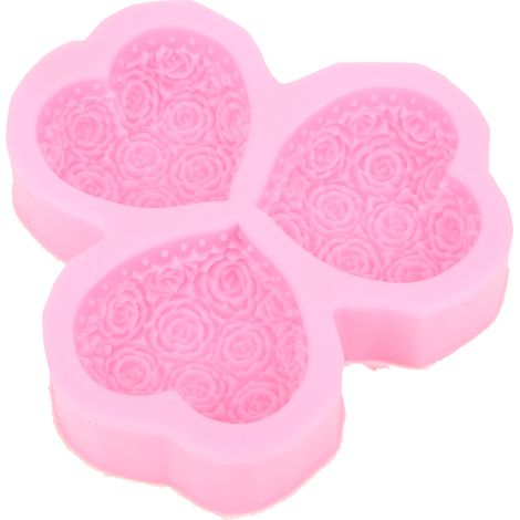 Silikonform mit 3 Mulden in Herzform für Rosenblüten, Seife, Fondant, Kuchen, Schokolade – DIY-Backwerkzeug (1/5)