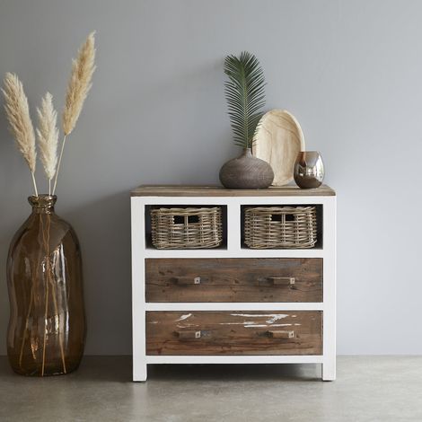 Commode en bois recyclé massif 80 cm (1/5)