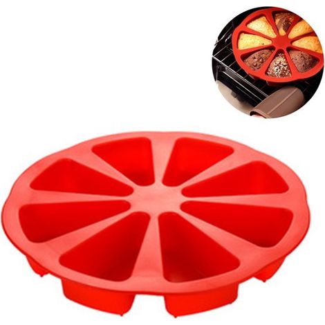 Molde de silicona para hornear pasteles, 8 compartimentos separados, barras de granola, fudge, turrón, barras de muesli, resina epoxi y más, Rojo (1/5)