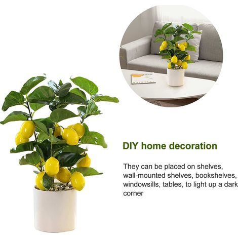 Petit arbre fruitier artificiel, arbre décoratif en pot blanc, plante en pot, idéal pour la cuisine et la maison (1/4)