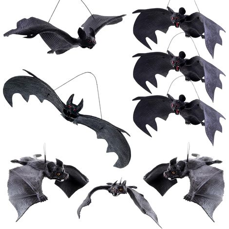 8 Pièces Chauve Souris Halloween, 3D Chauve Souris À Suspendre Decoration Halloween Exterieur Interieur, Effrayante Halloween Decoration Maison Fenetre Porte Jardin Arbre (1/5)