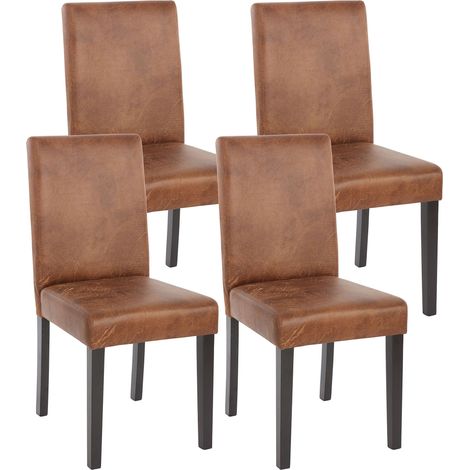 Juego de 4 sillas de comedor Silla de cocina Littau, textil, imitación de ante, patas oscuras