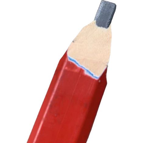 Lot de crayons de maçonnerie, corps rouge octogonal, mine plate, pour marquage (1/5)