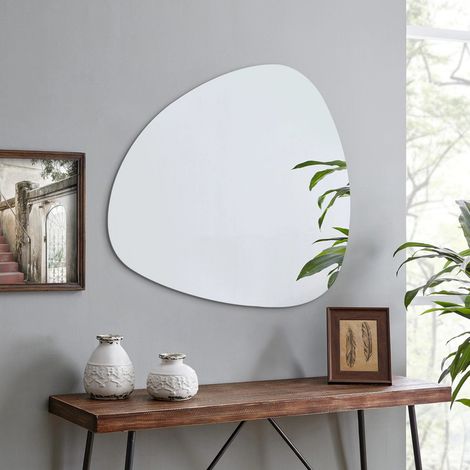 Asymmetrischer Spiegel 80x80cm Badspiegel Organischer Wandspiegel Dekorative Spiegel für Badezimmer Wohnzimmer Schlafzimmer Gäste WC